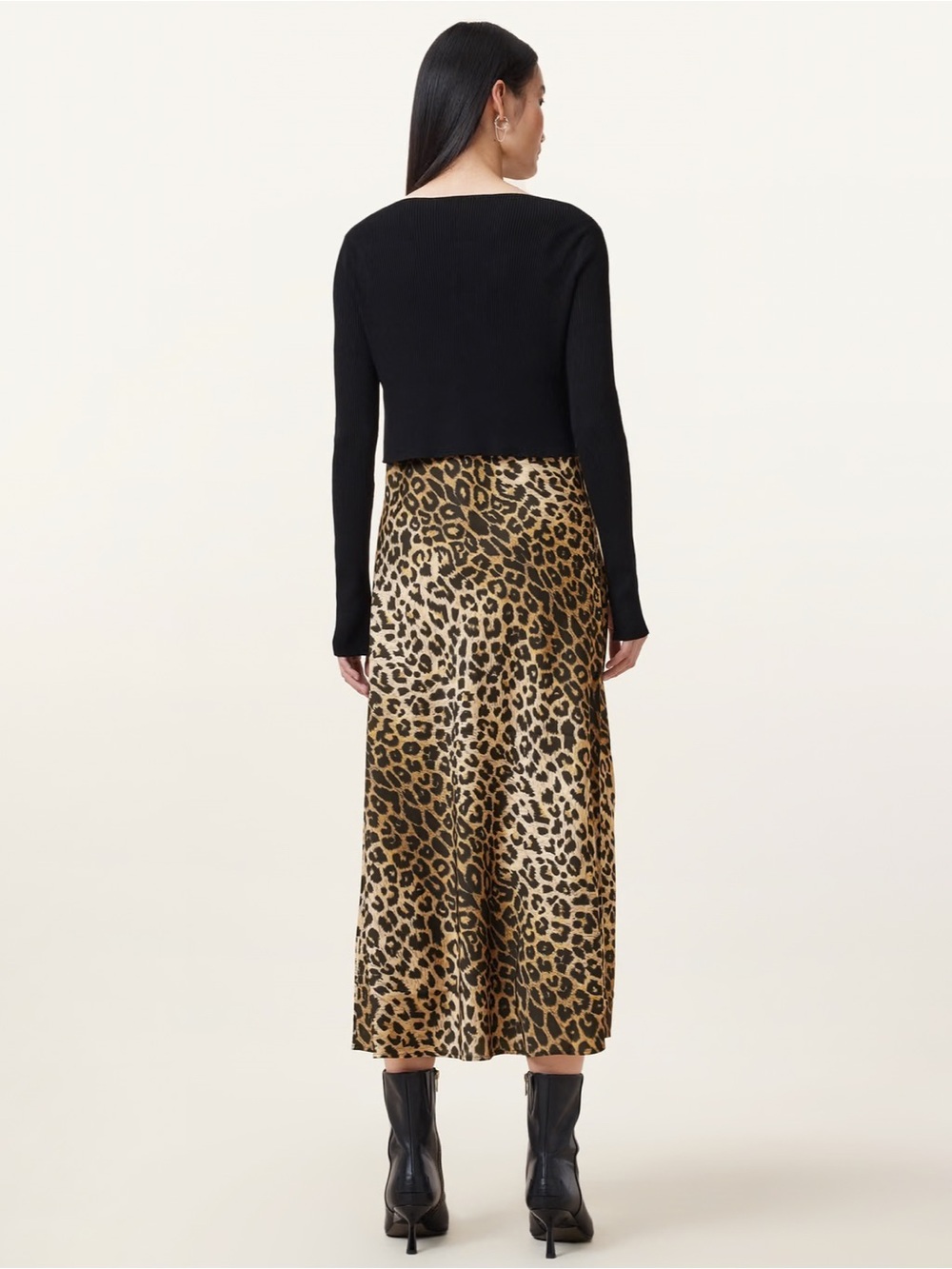 AllSaints Hera Leppo 2-in-1 Midi Dress - Picture 2 of 11